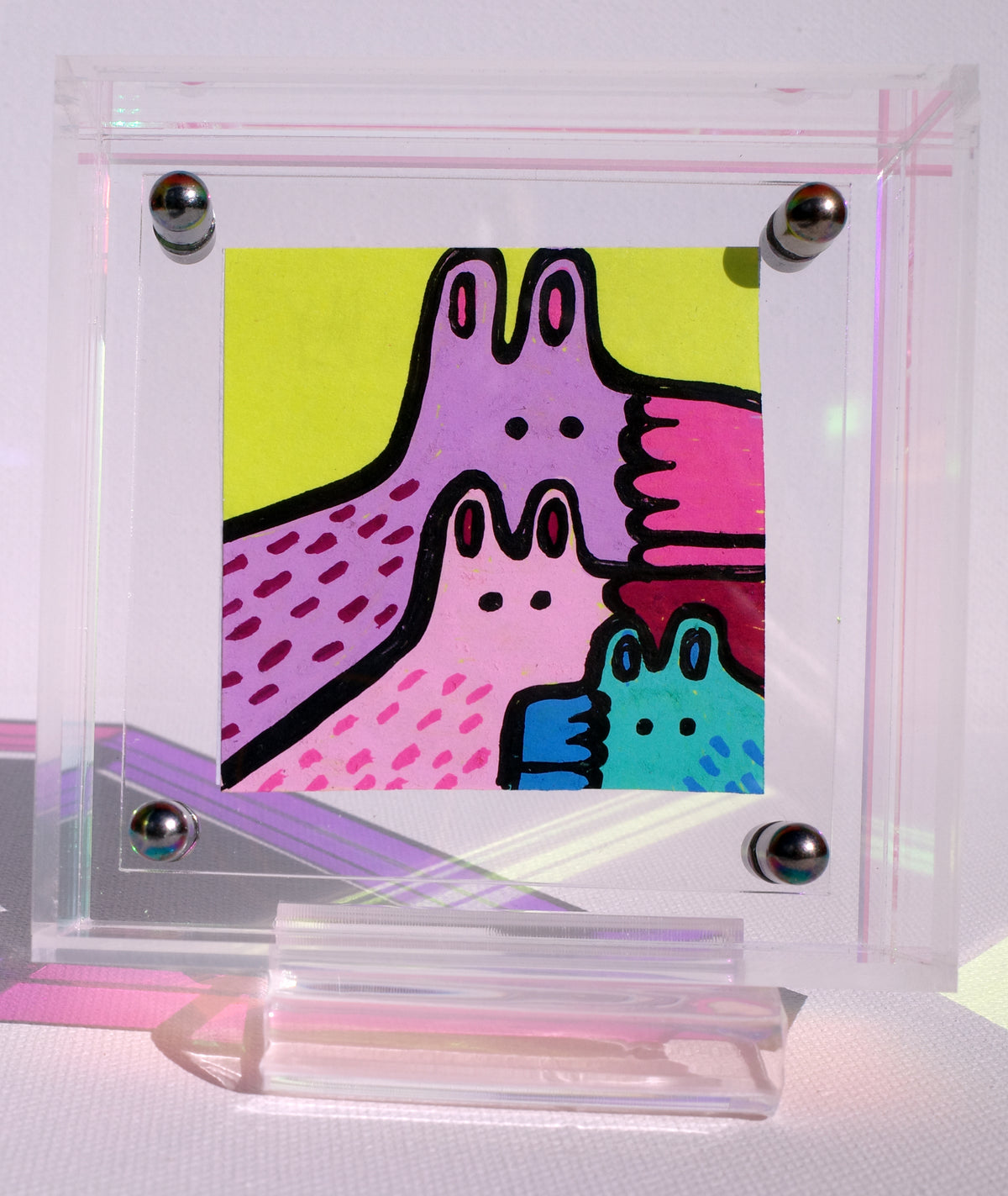 Fox Family - Framed Post-it Note