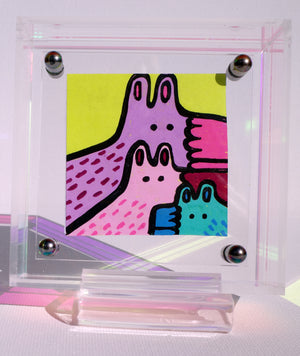 Fox Family - Framed Post-it Note