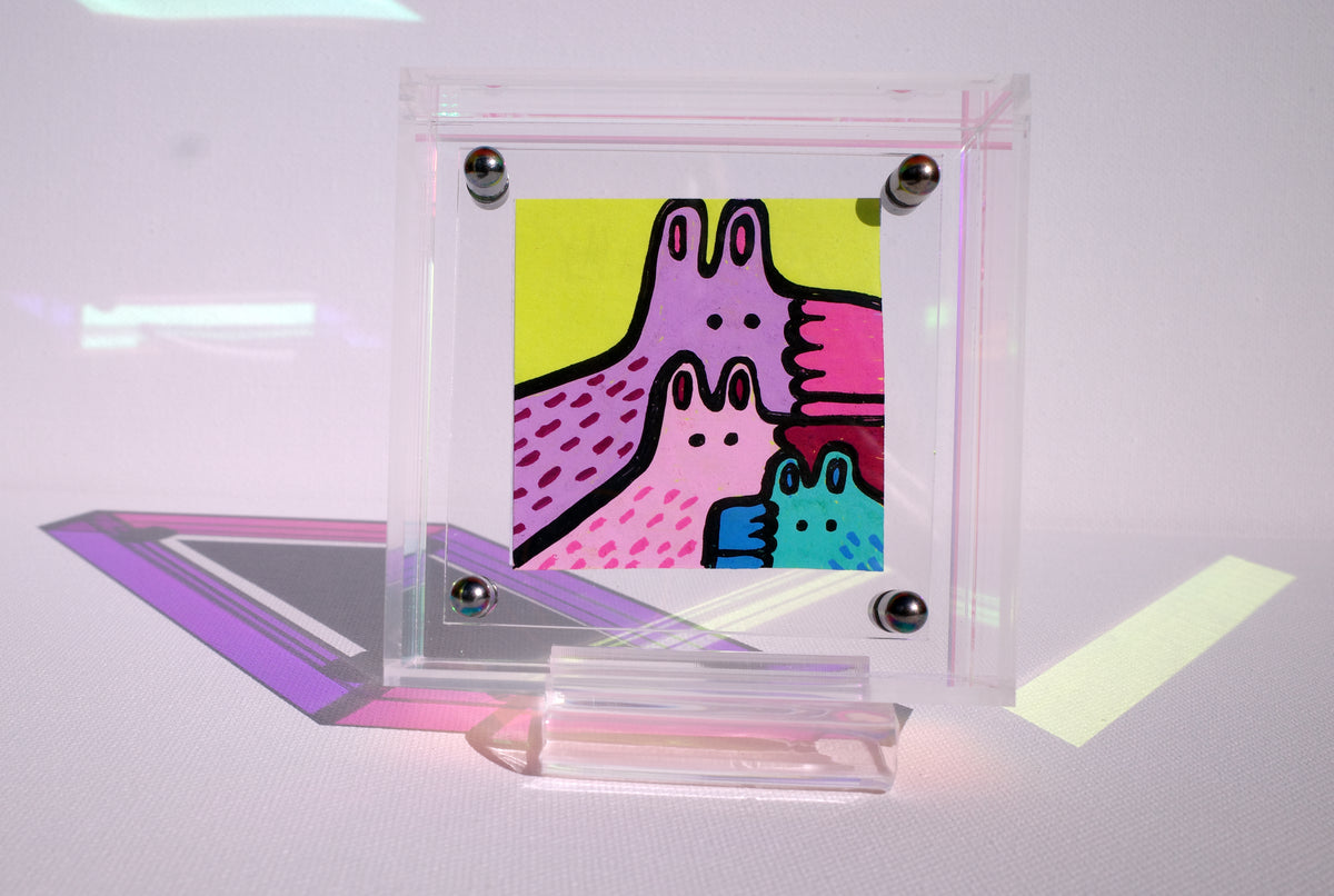 Fox Family - Framed Post-it Note