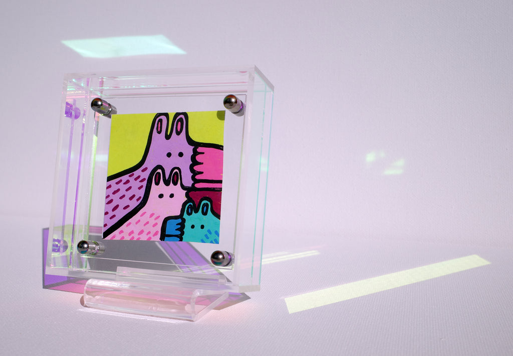 Fox Family - Framed Post-it Note