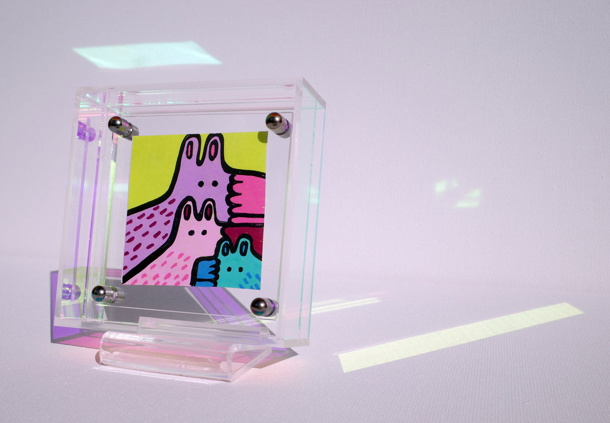 Fox Family - Framed Post-it Note