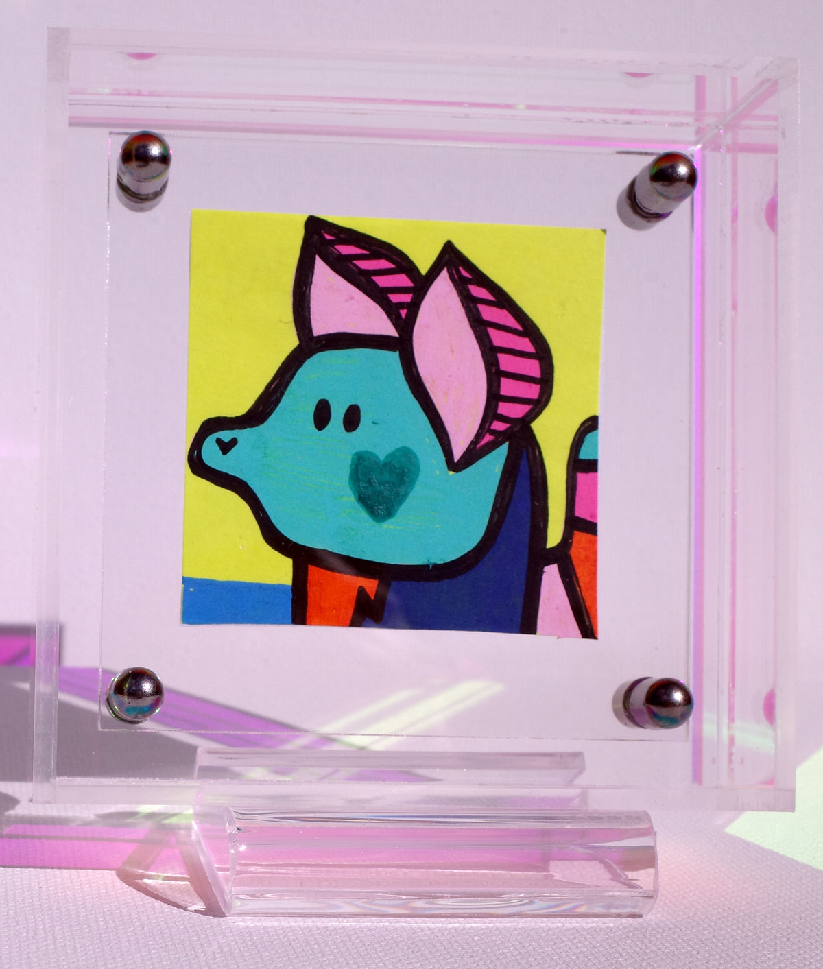 Rainbow Tailed Mouse - Framed Post-it Note