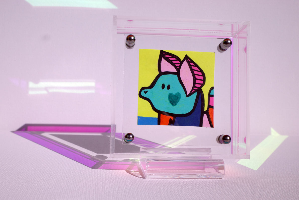 Rainbow Tailed Mouse - Framed Post-it Note
