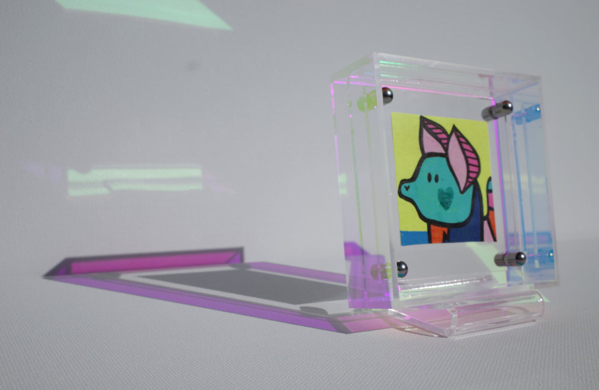 Rainbow Tailed Mouse - Framed Post-it Note