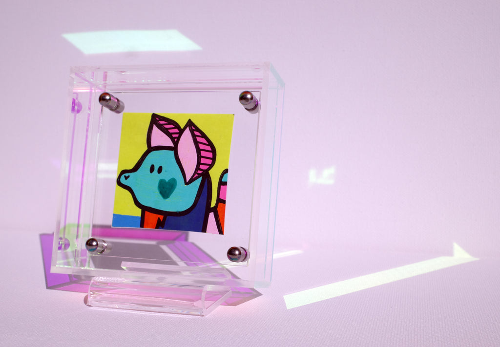 Rainbow Tailed Mouse - Framed Post-it Note
