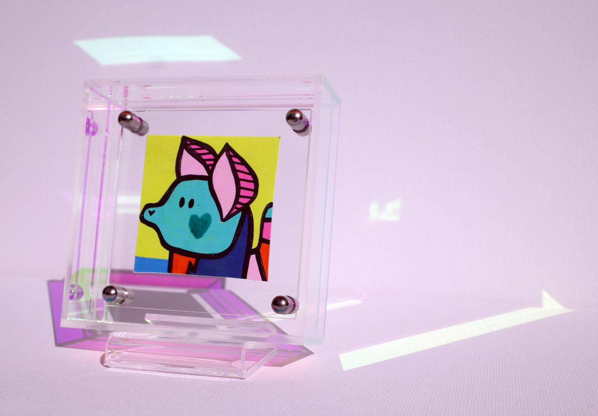 Rainbow Tailed Mouse - Framed Post-it Note
