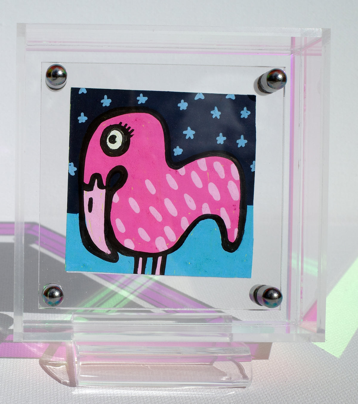 Flamingo & Stars - Framed Post-it Note