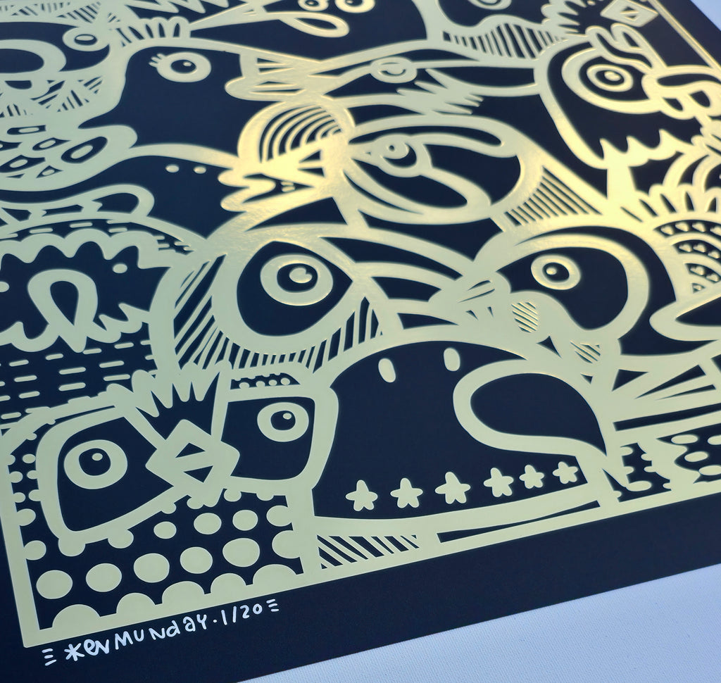 Gold Birds - Gold Foil Art Print