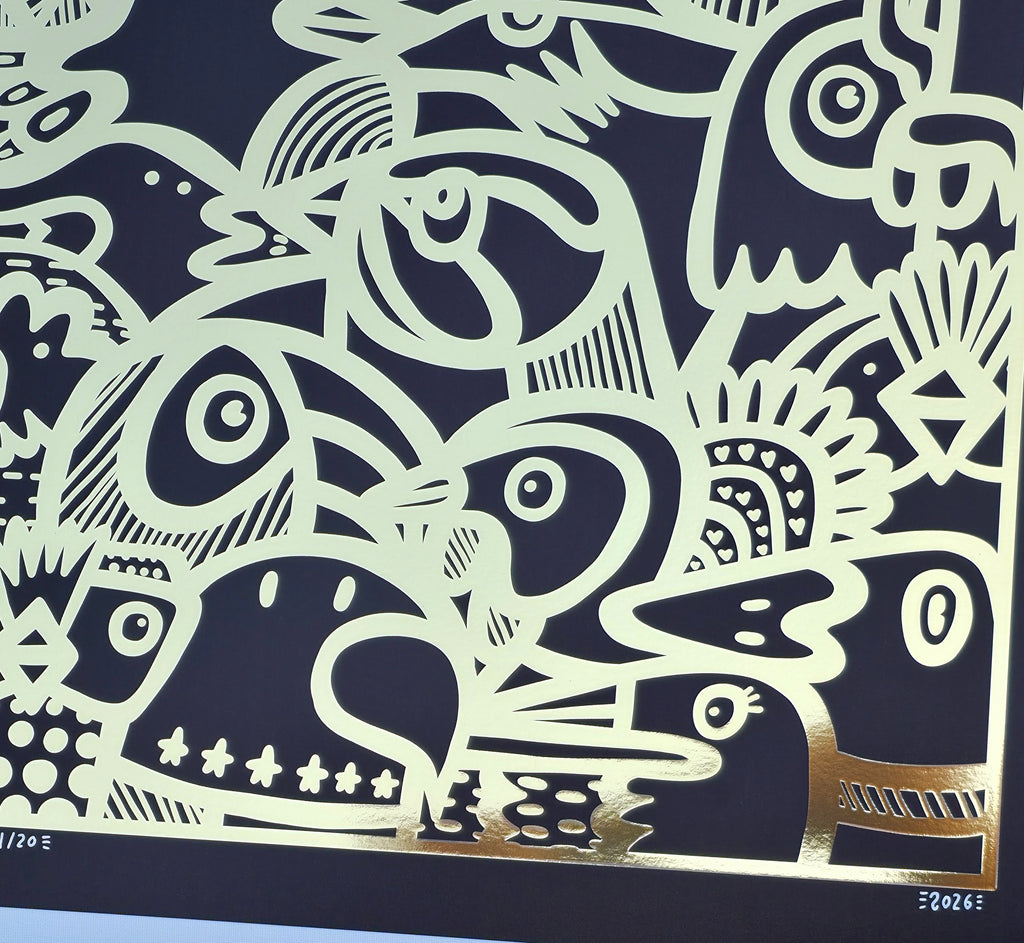 Gold Birds - Gold Foil Art Print