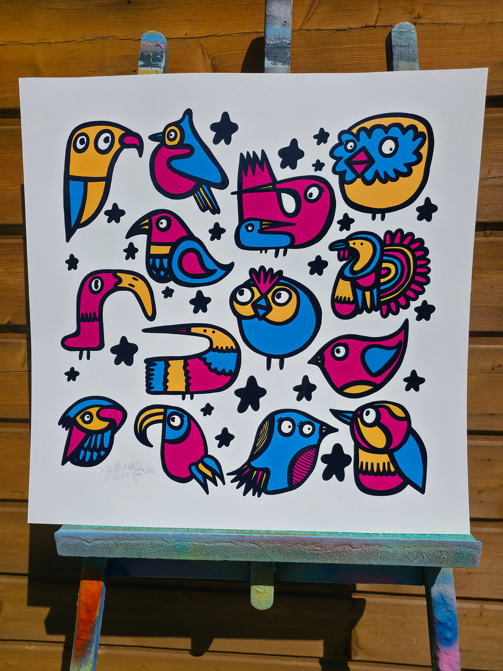CMYK Birds - Textured Giclee Print