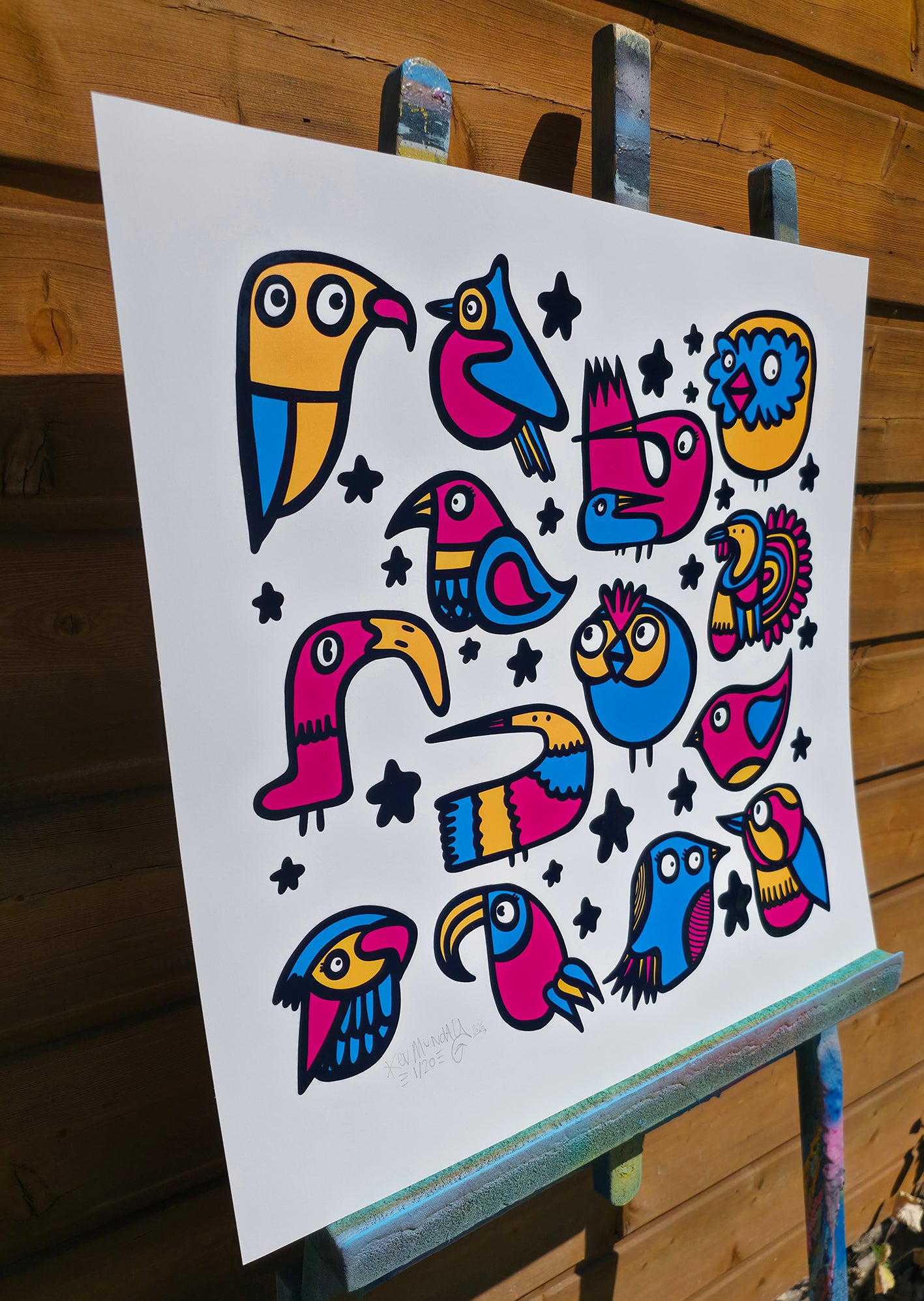 CMYK Birds - Textured Giclee Print