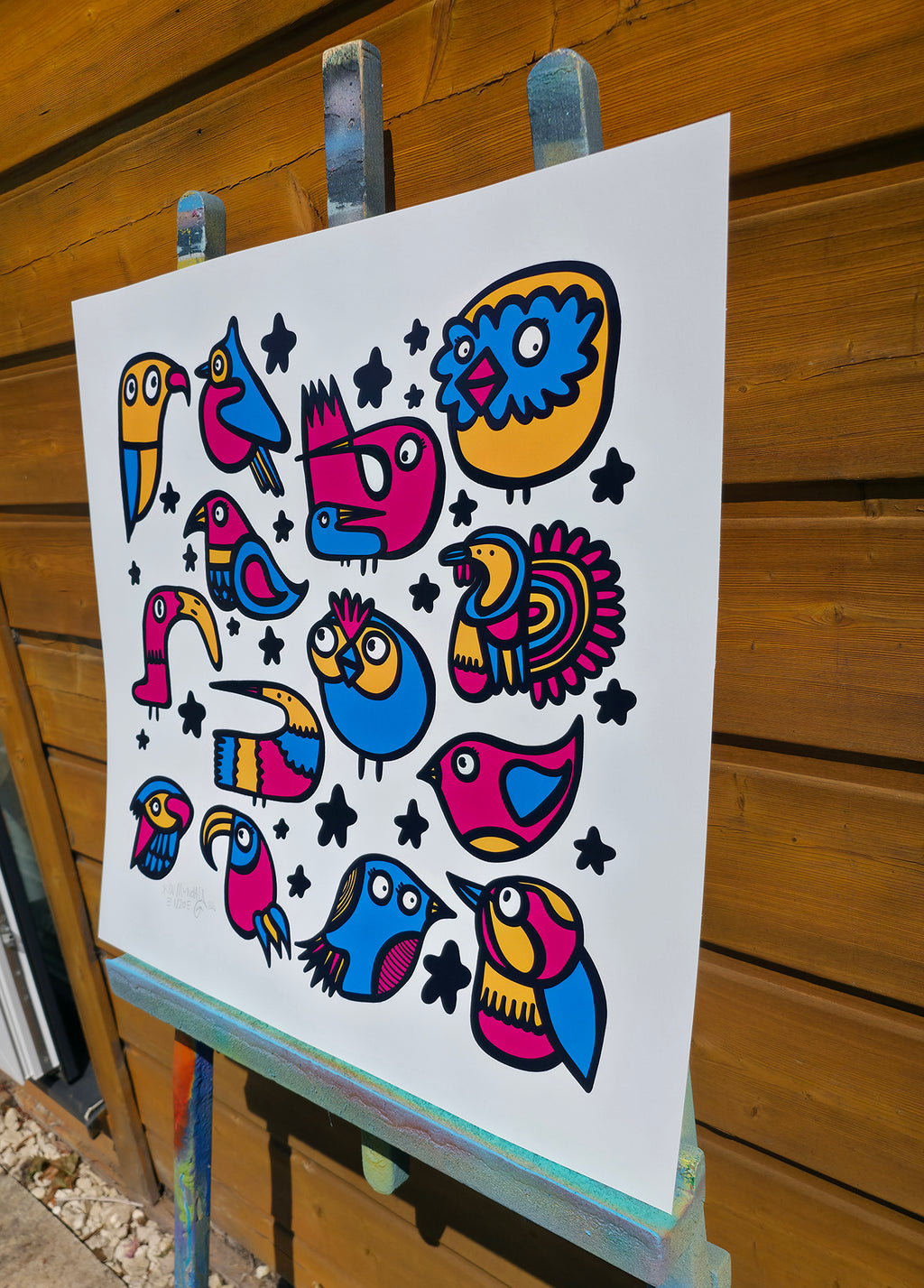 CMYK Birds - Textured Giclee Print
