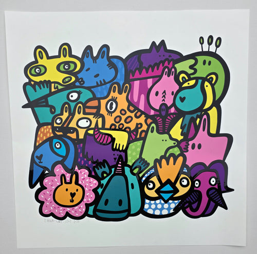All the Animals - Textured Giclee Print