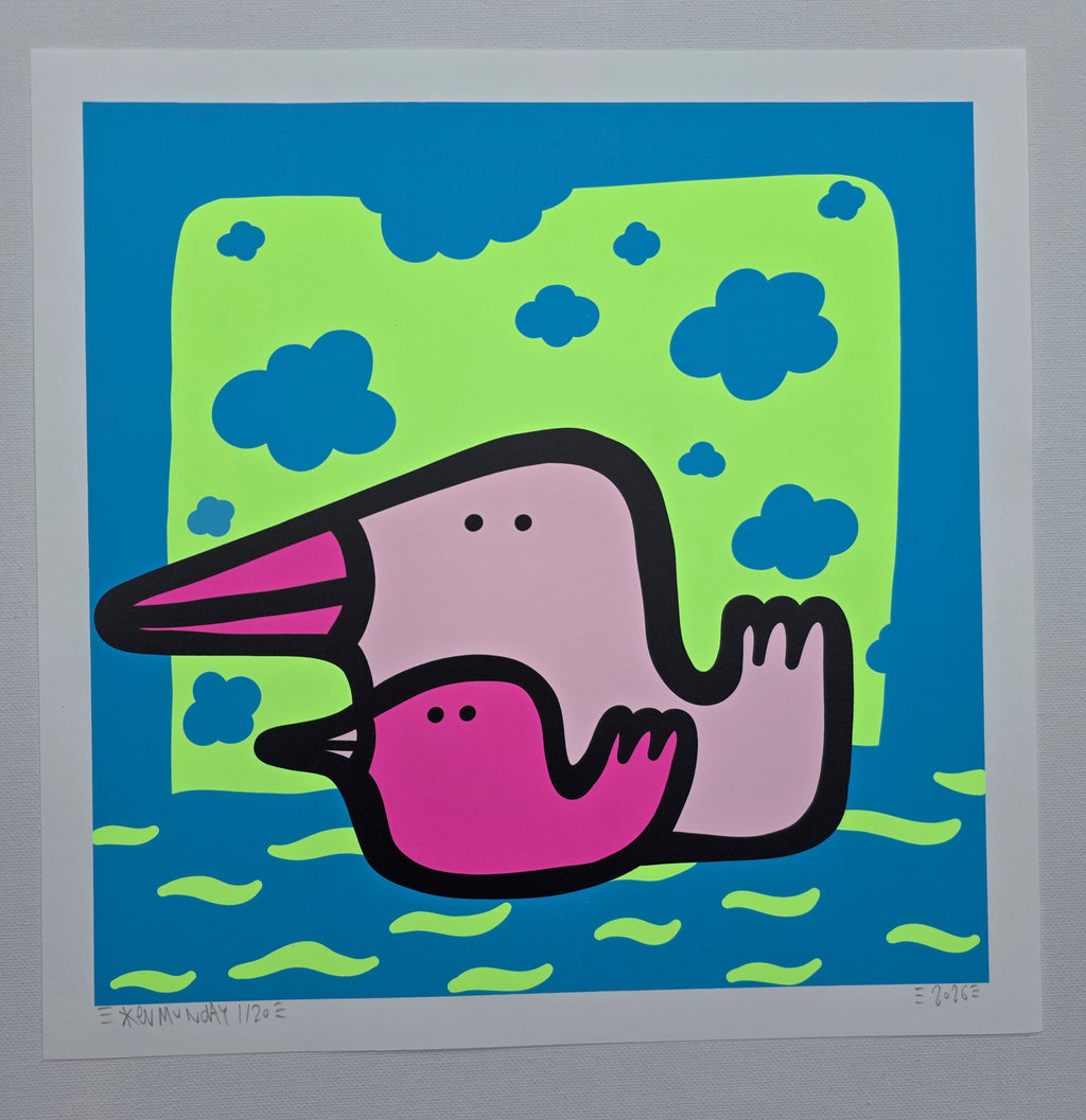 Swimming Lesson - Neon Giclee Print
