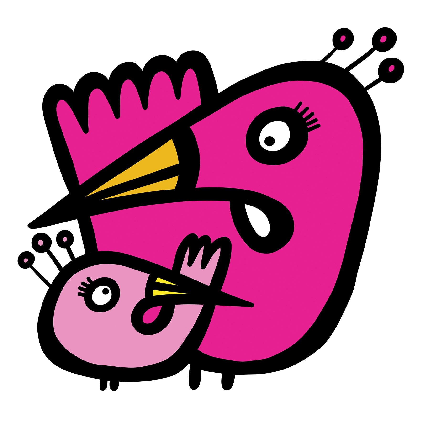 Two Flamingos - Textured Giclee Print