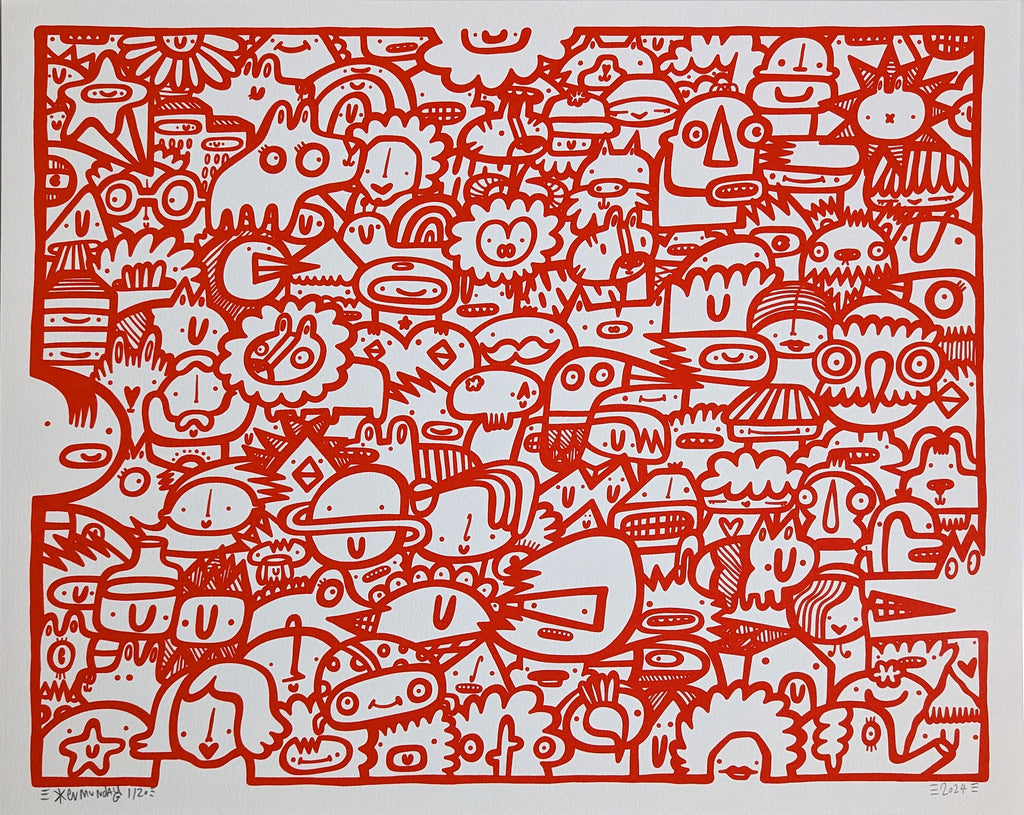 We're All Here - Screen print - Red