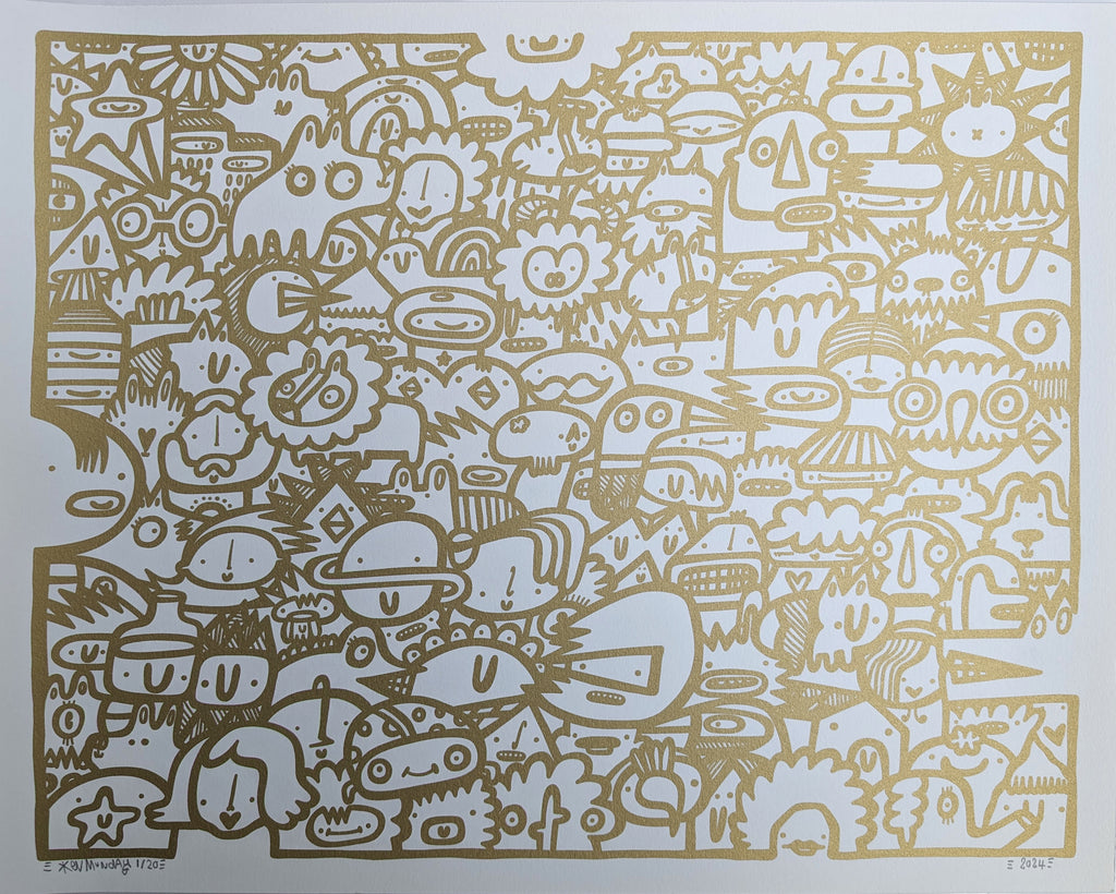 We're All Here - Screen print - Gold