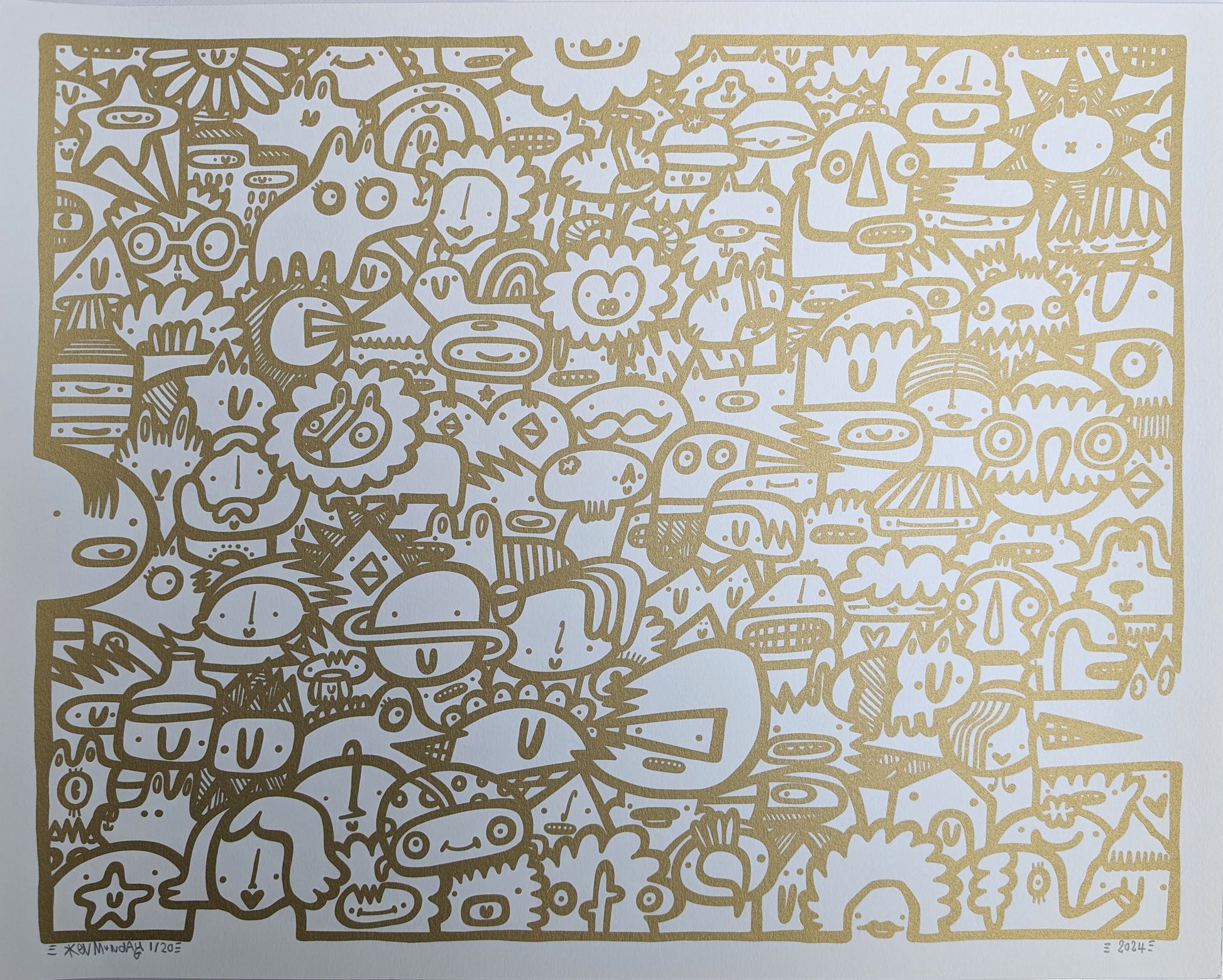 We're All Here - Screen print - Gold