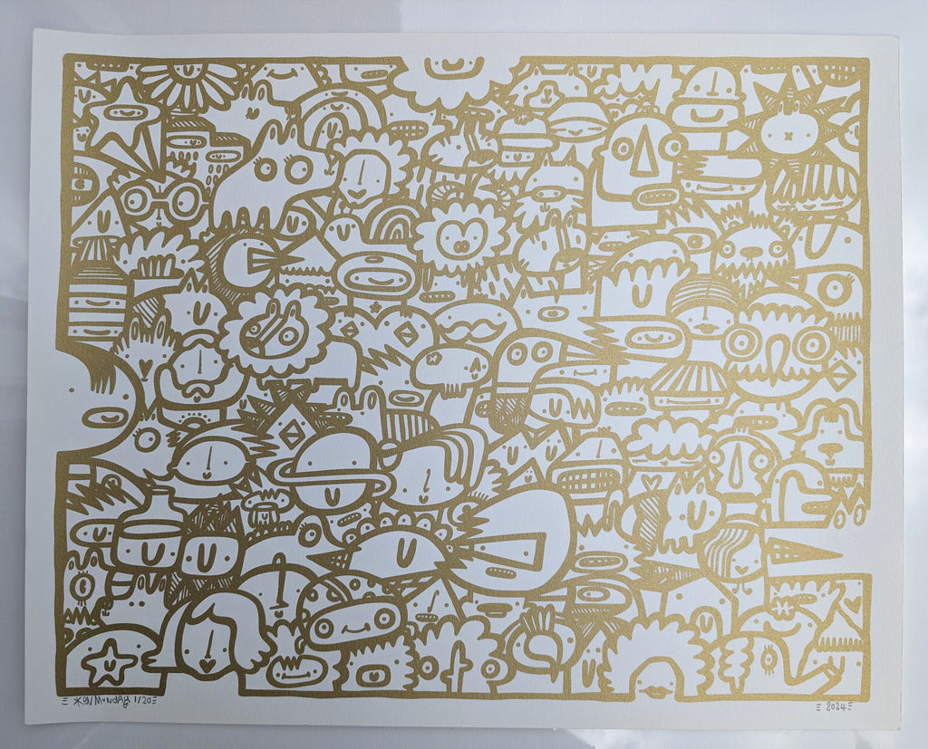 We're All Here - Screen print - Gold