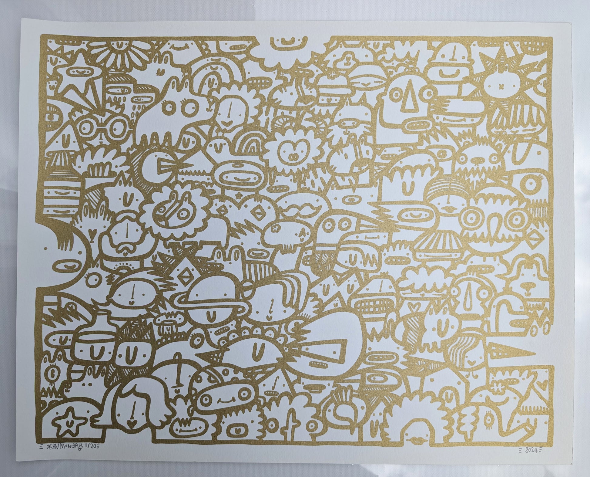 We're All Here - Screen print - Gold