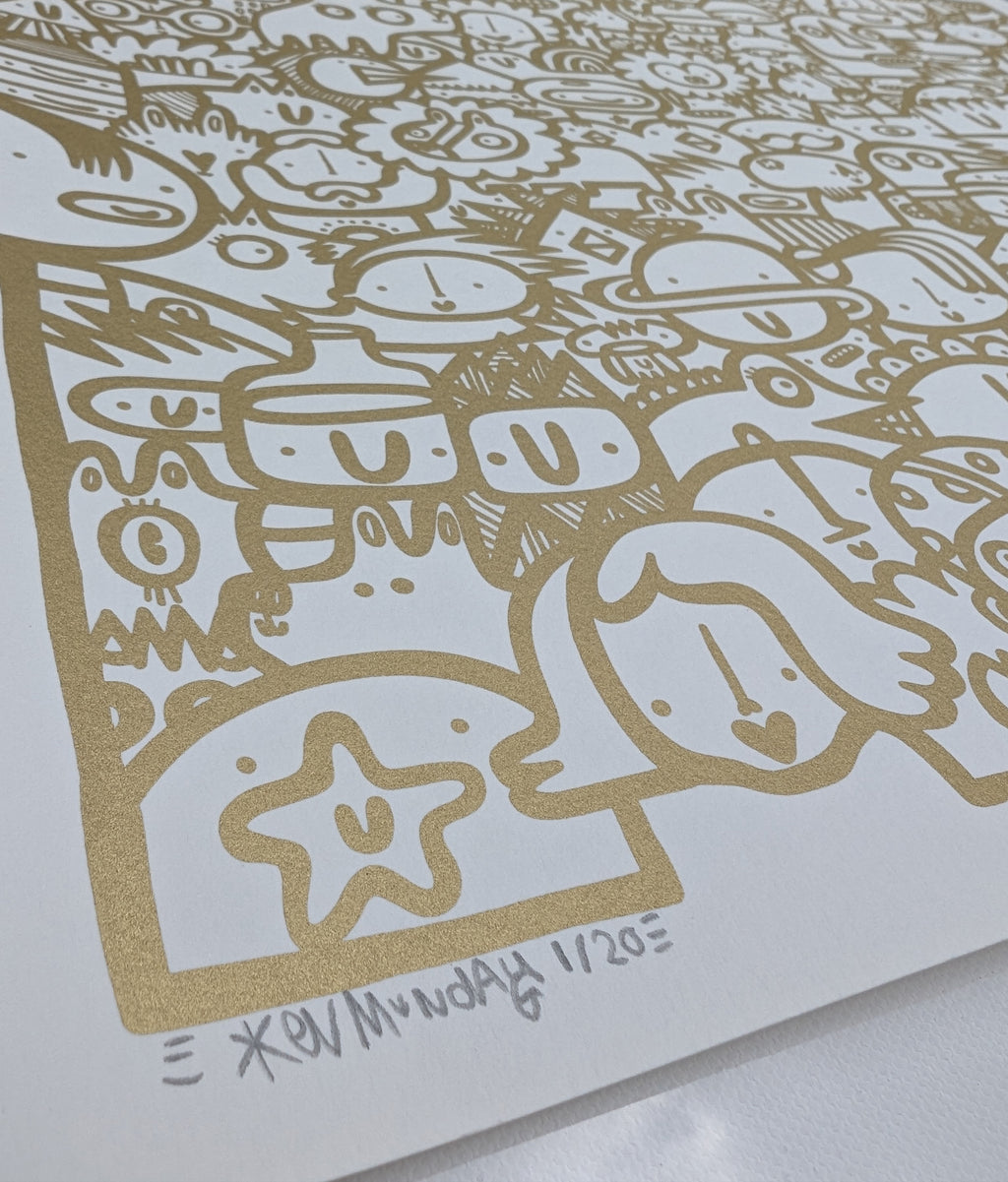 We're All Here - Screen print - Gold