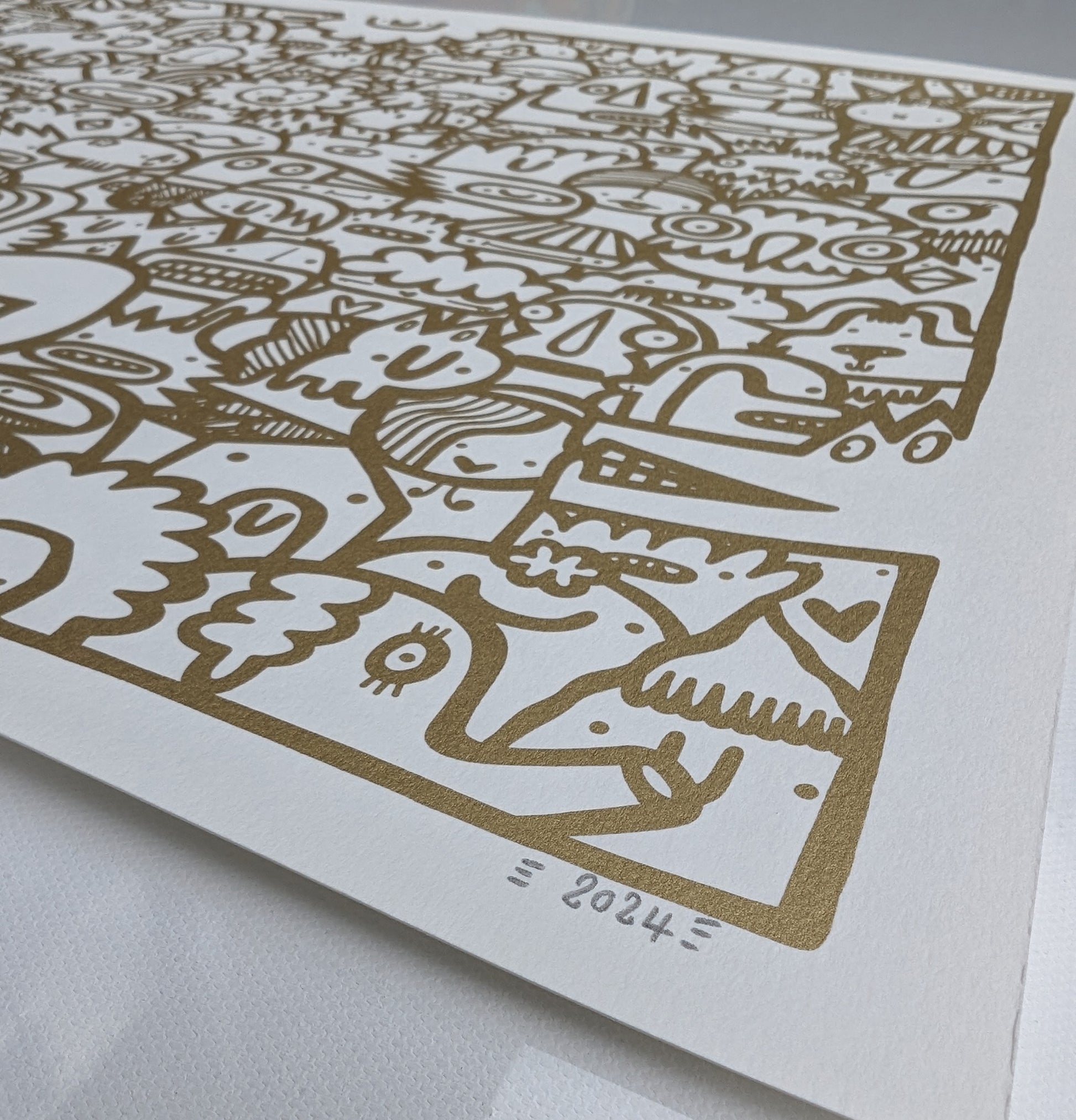 We're All Here - Screen print - Gold