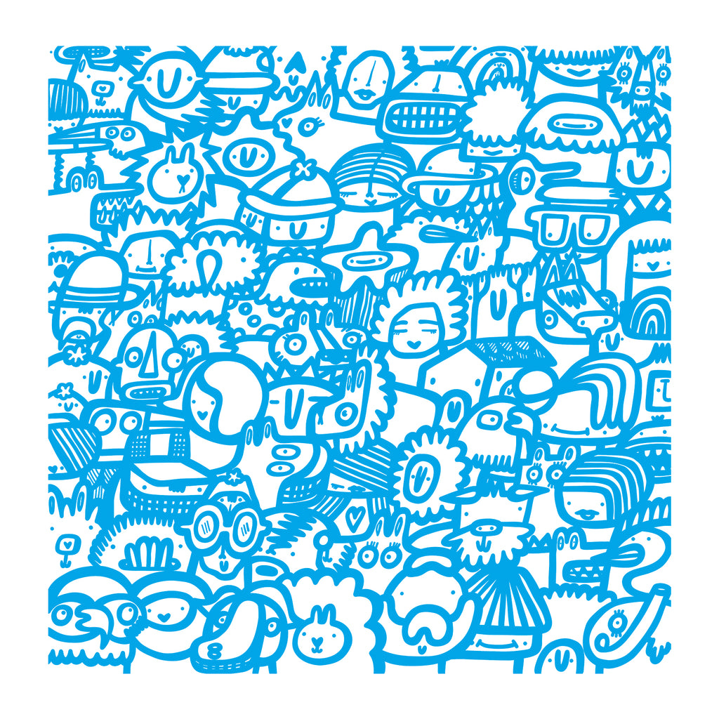 Smiley Society - Textured Giclee Print - Blue