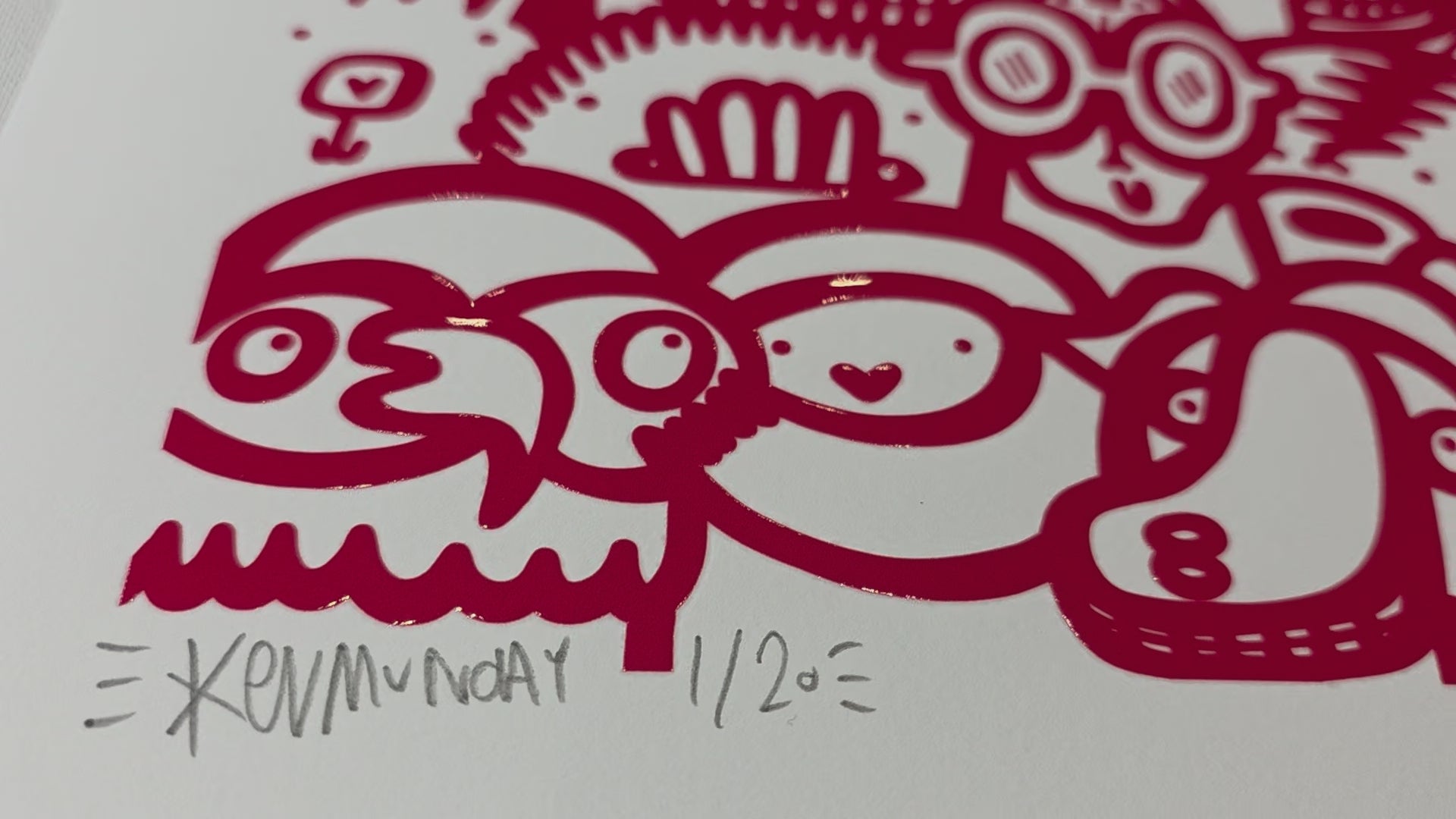 Smiley Society - Textured Giclee Print - Red