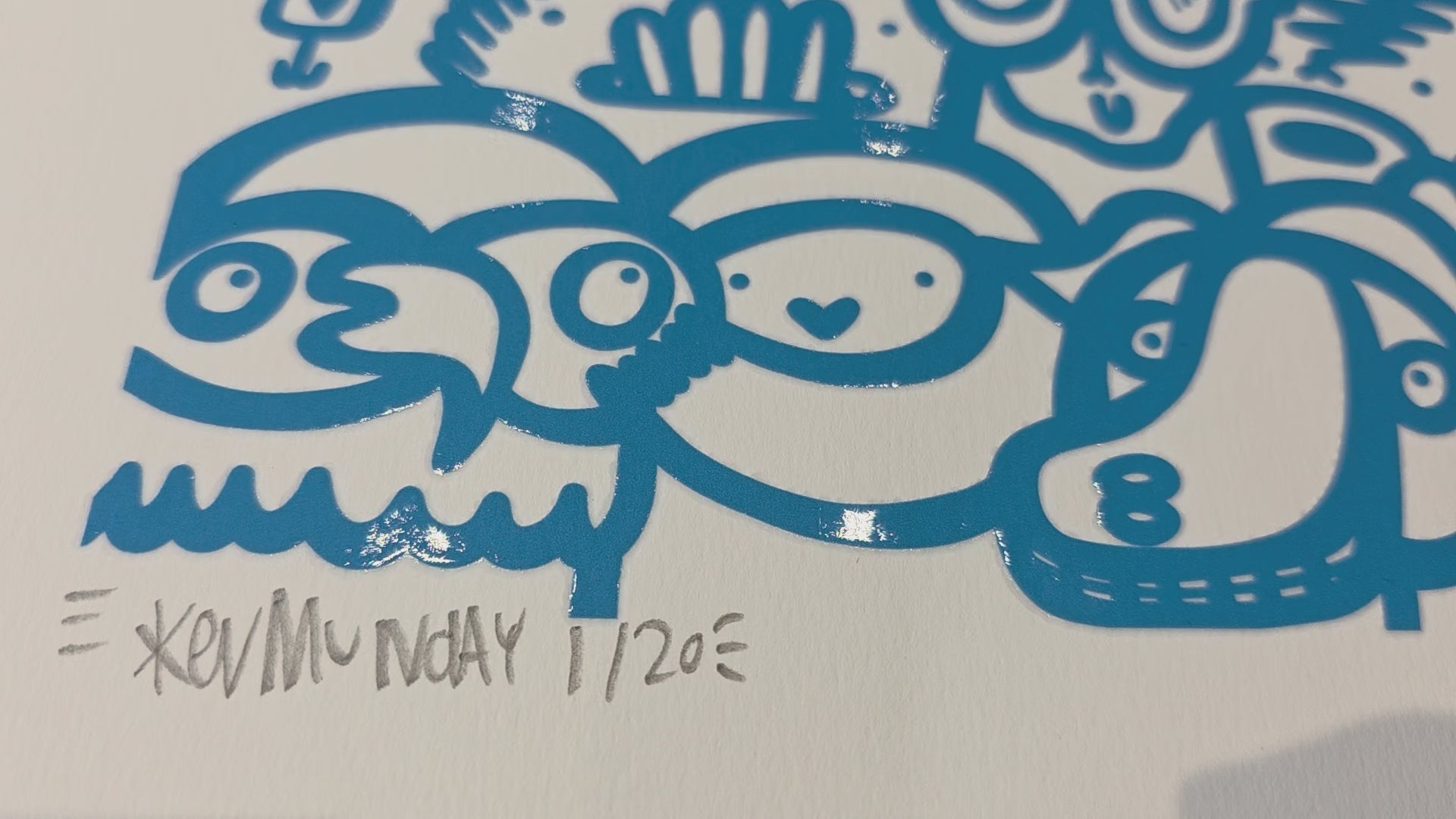 Smiley Society - Textured Giclee Print - Blue