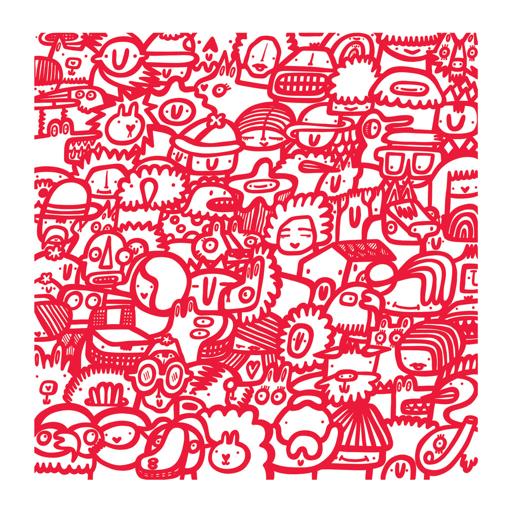 Smiley Society - Textured Giclee Print - Red