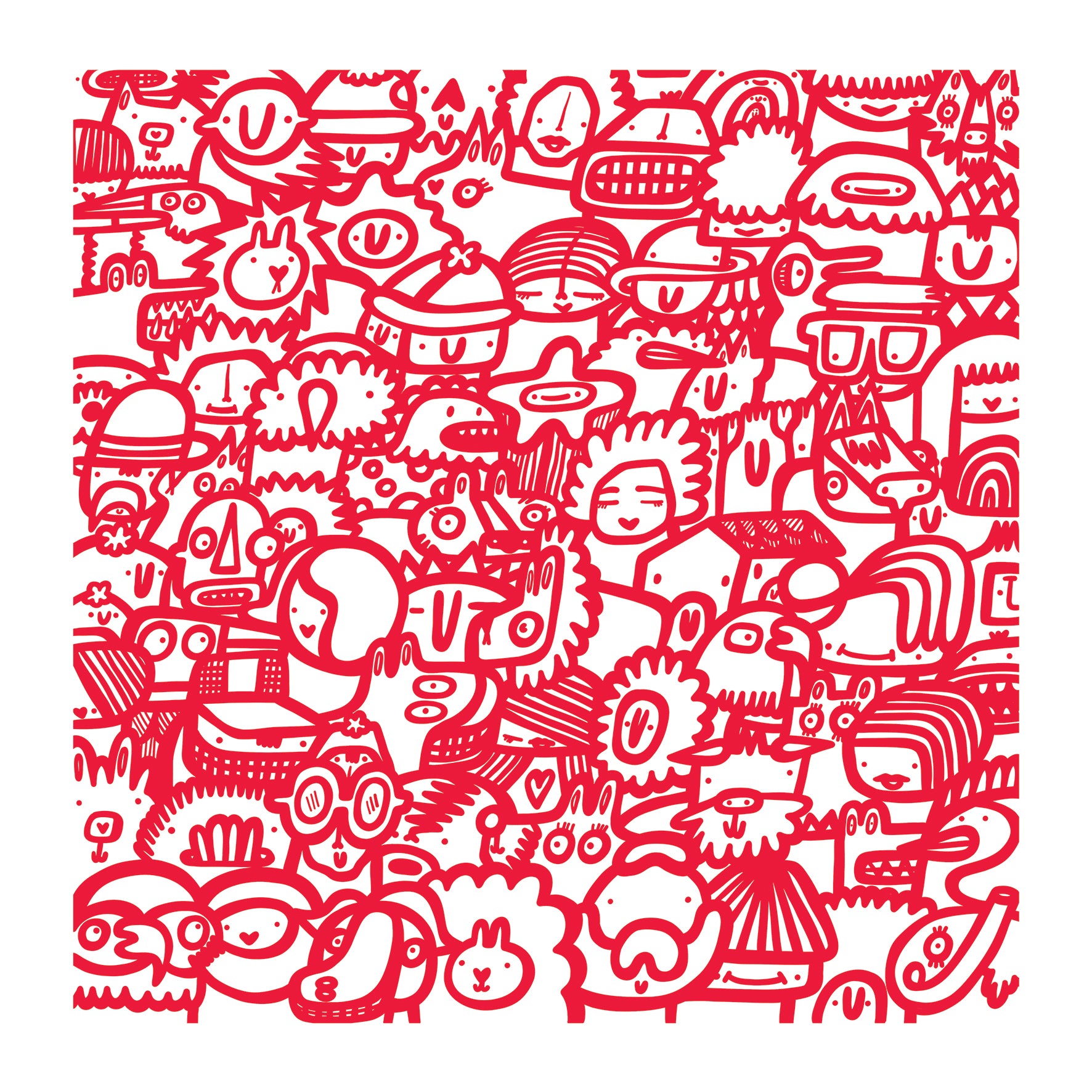 Smiley Society - Textured Giclee Print - Red